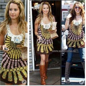 Free People Boho Tunic‎ Dress Sz S Beach Cover Up ASO Miley Cyrus Ashley Tisdale